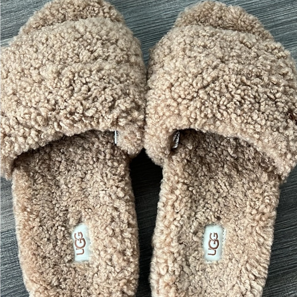 UGG Fluffy Tan Slippers